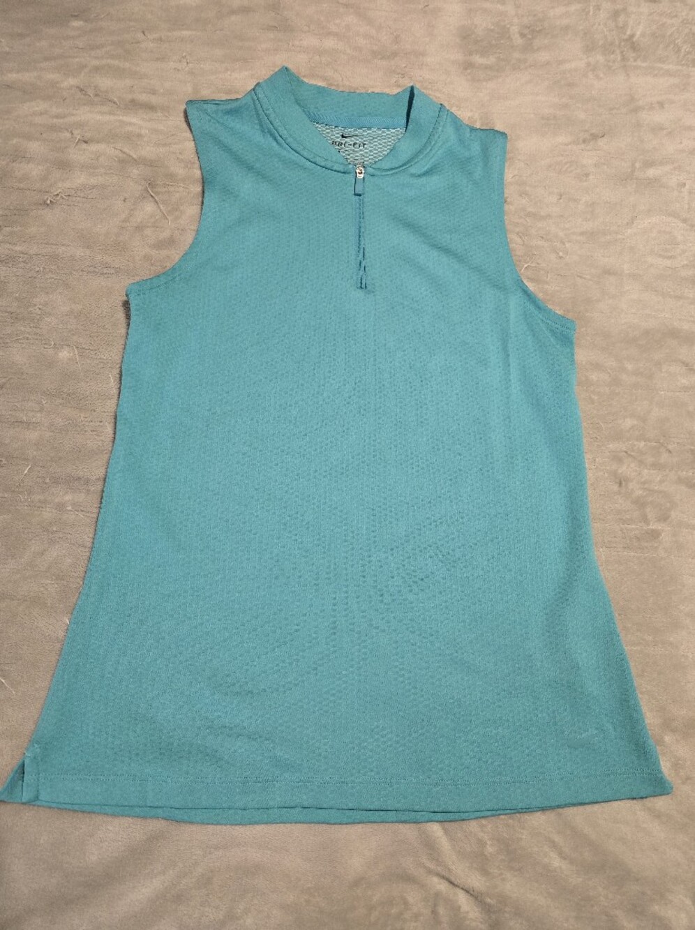 Nike Dri-FIT Women's Sleeveless 1/4 Zip Golf Polo Tank - Teal Blue - SMALL